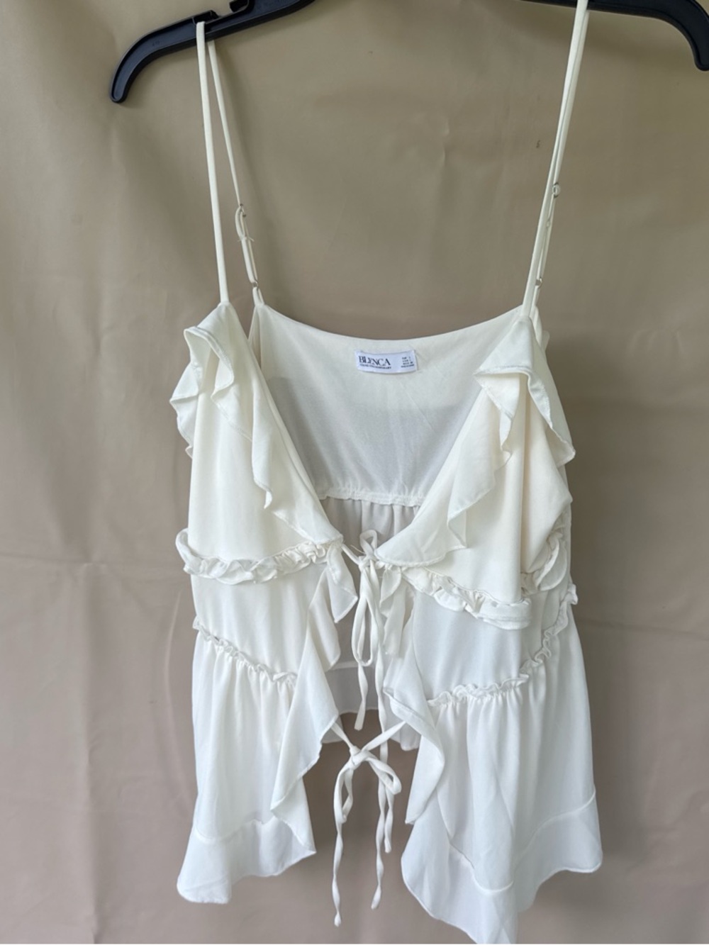Ivory Ruffled Tie-Front blouse
